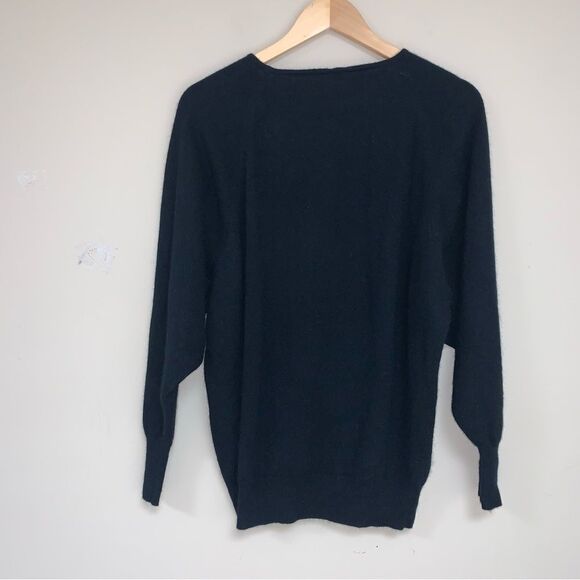 Vintage Oversized Black Italian Angora Sweater Blouse Shirt Top Beaded Dolman - Picture 4 of 7